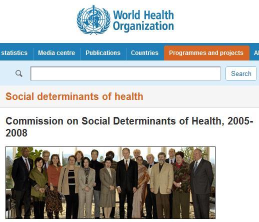 WHO's commission on social determinants of health SDH = conditions in which people are