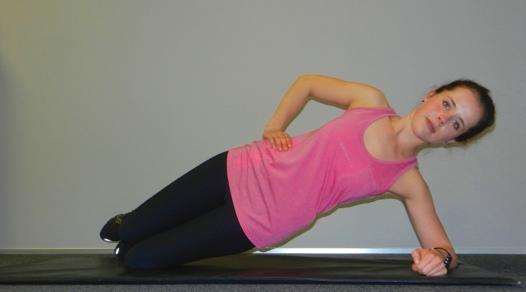 Bridging (planking) exercise progression lateral 1. Modified (easy) side planking Lie on your side with your knees bent.