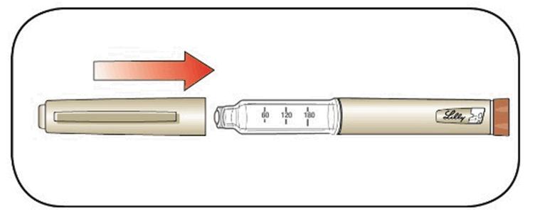 8 Step 17: Replace the Pen Cap by lining up the Cap Clip with the Dose Indicator and pushing straight on.