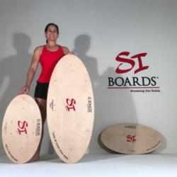 Large board requires wider stance and greater strength to control Center pivot