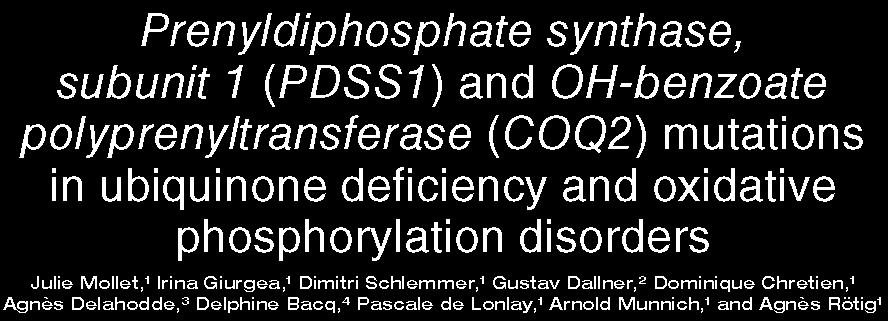 Gen 2006 PDSS1: encephalopathy / no renal disease J Clin