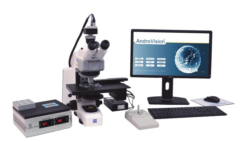 The basic system with PC and accessories is complemented by optional software modules. *CASA= Computer Assisted Sperm Analysis Basic system AndroVision software with PC and accessories REF.