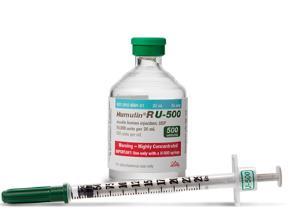 SAFETY MEASURES REQUIRED WITH RU-500 Standardized CPOE, with alerts to Pharmacist and Diabetes Educator Pharmacy home dose verification of R U- 500 insulin on admission Caution: Patients home dose