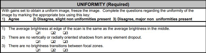 Specific tests required for Annual Survey: Image Uniformity and Artifact Survey Identifies the