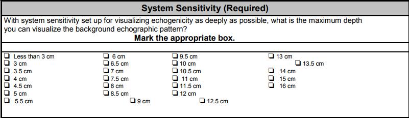 Specific tests required for Annual Survey: System Sensitivity Methods relying on visual determination of the maximum depth of