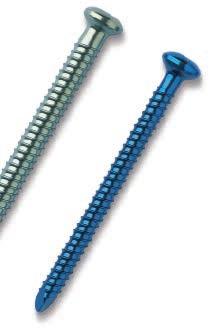Implant Specifications 4.0 mm Titanium Locking Screw (blue) [458.8xx] 3.3 mm core diameter 5.0 mm Titanium Locking Screw (green) [458.9xx] 4.3 mm core diameter 3.