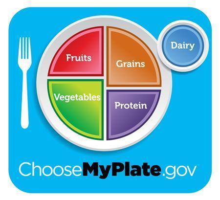 My PLATE -5 food groups Balancing Calories Eat more of veggies and grains. Watch portion sizes Foods to Increase & Foods to Reduce Half your plate should be fruit and veggies.