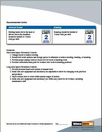 Safety in Manufacturing One-page worksheets that can be