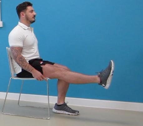 Pull your toes up and tense your thigh muscles to push your knee down into the floor or bed. Hold for several seconds before slowly relaxing. B) Straight leg raise 1.