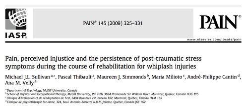 Associated with Whiplash Injury Perceived Injustice and Response to Treatment