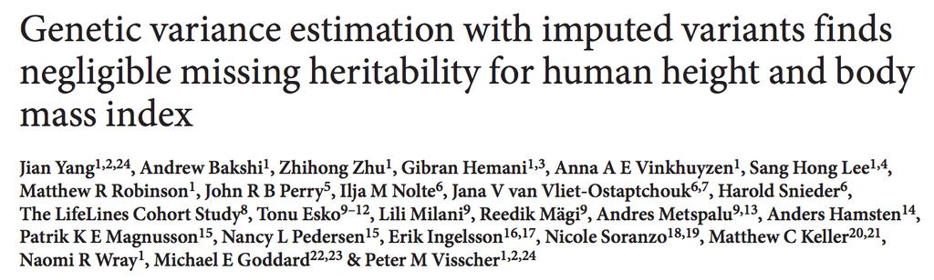 Complex traits variation mostly explained by common variants!
