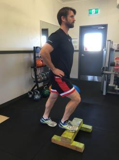 It is important where possible to perform the step down action facing forward i.e. as if you were walking down a set of stairs. 8 - Mini Static Lunge +/- Resistance Band Reps Sets Duration Freq.