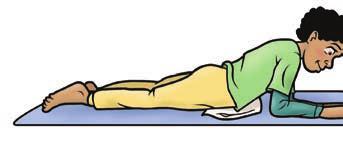 Press up on your elbows, slowly arching your back. Hold this position for seconds. 3.