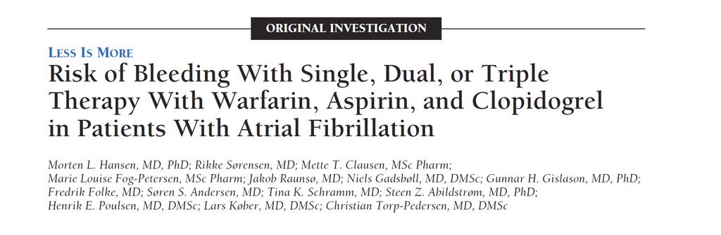 118,606 pts discharged with atrial fibrillation; 21,036 (17.8%) received at least one prescription for warfarin and an AP drug (25.