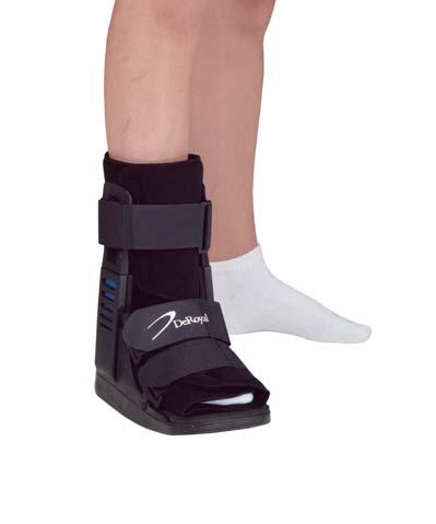 1553 Inline Walker A conventional walker with uprights for stabilization of the ankle. Closed heel and treated sole for better grip. The soft goods are made of open cell foam for optimal ventilation.