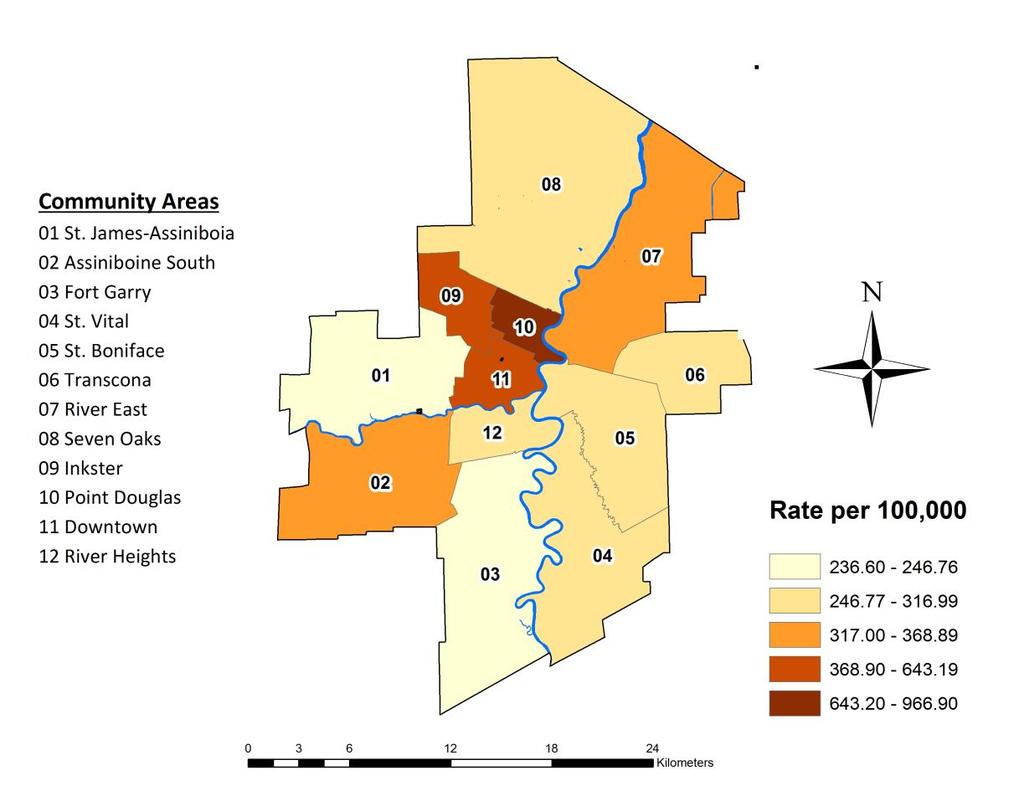 Figure 4: Age-Standardized Rates (per 100,000), Genital Chlamydia Infections by Community Area, WHR (2013) Table 10: Frequency, Crude and Age-Standardized Rates (per 100,000), All Genital Chlamydia