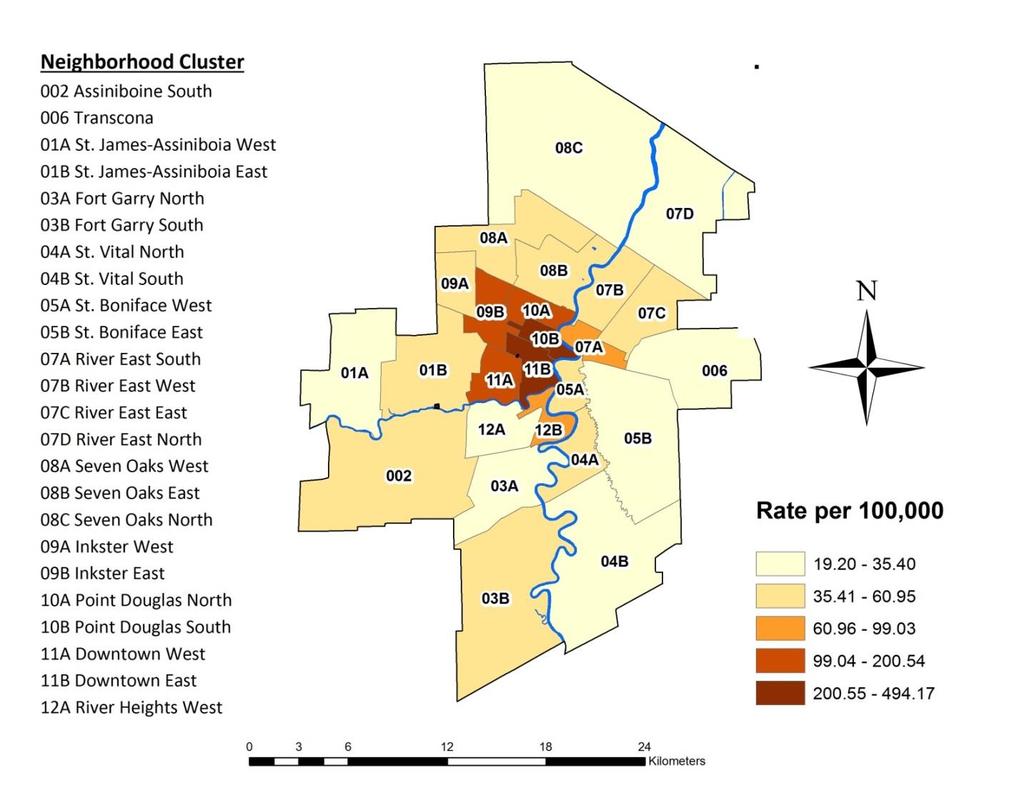 Figure 14: Age-Standardized Rates (per 100,000), Genital Gonorrhea Infections by Neighbourhood