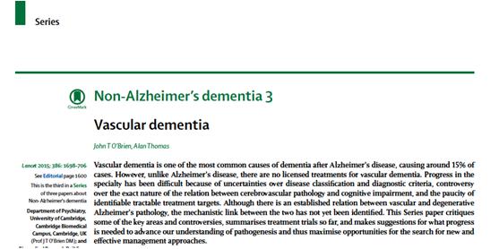 There are many causes of dementia Vascular Cognitive Impairment Alzheimer s disease Vascular cognitive impairment Lewy Body dementia Frontotemporal dementia Parkinson disease dementia Mixed pathology