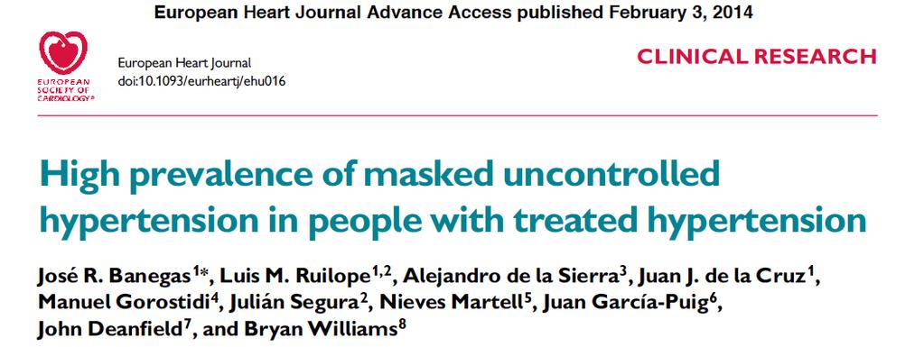 Conclusion The prevalence of masked suboptimal BP control in patients with treated and well-controlled clinic BP is high.