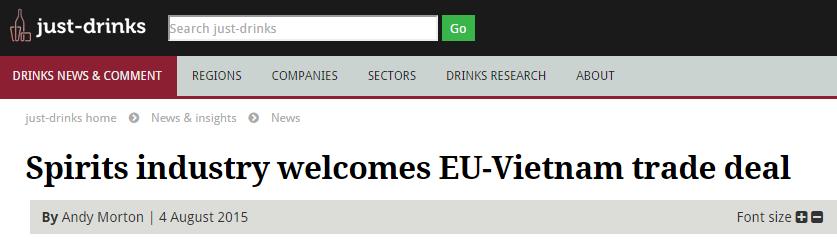 More headlines: SpiritsEurope urges EU to tie up global trade deals (25 June 2015) Treasury Wine Estates, Pernod Ricard hail China-Aus FTA (26