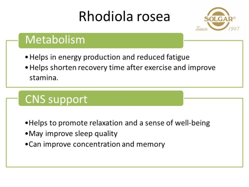Focusing on the role of Rhodiola for energy Enhances mitochondrial function with resulting energy increases, reduced fatigue and improved recovery time for those using that energy for exercise!