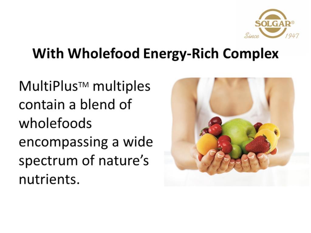 The wholefoods energy-rich complex in the Multiplus range is an excellent way of supplementing the diet with a daily dose of those foods