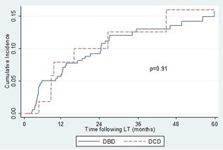 Post-LT HCC Survival DBD and DCD Matched
