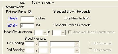 Main Program Growth Exam A second blood pressure field has been added to the Growth Exam.