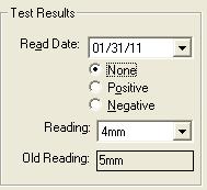There is a new field below the Reading field labeled Old Reading. If a past Tuberculosis Results Exam is displayed that was saved prior to Release 5.