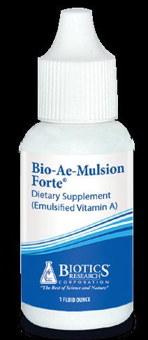 It may be used in cases of vitamin A need. Each drop supplies 12,500 IU of vitamin A as palmitate. Bio-Ae-Mulsion Forte is an oil-in-water emulsion.