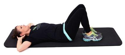 Starting Position: Flat on back, hands behind your head. Movement: Focus on keeping the abs drawn in tight. Gently cradle your head in your hands.