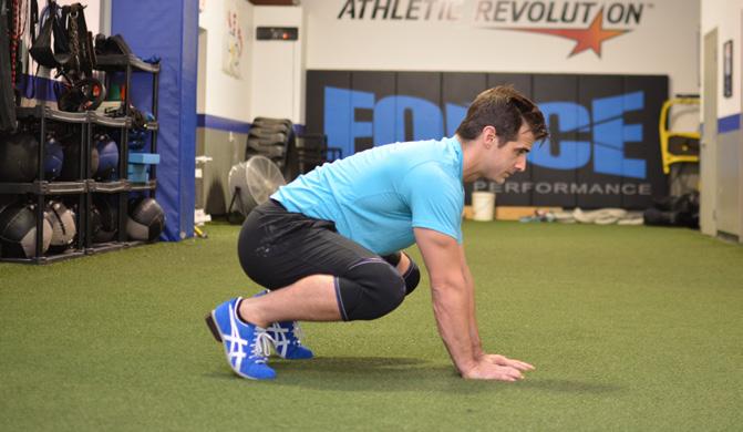5) The final progression in squatting before the athlete touches the barbell is the ground up goblet squat.