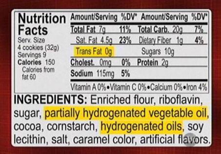 Misleading Nutritional Claims Trans fat really bad for your heart! 0 trans fat may mean <0.