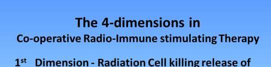 The 4-dimensions in Co-operative Radio-Immune Stimulating Therapy are thus summarized as follow: In the 1 st Dimension -