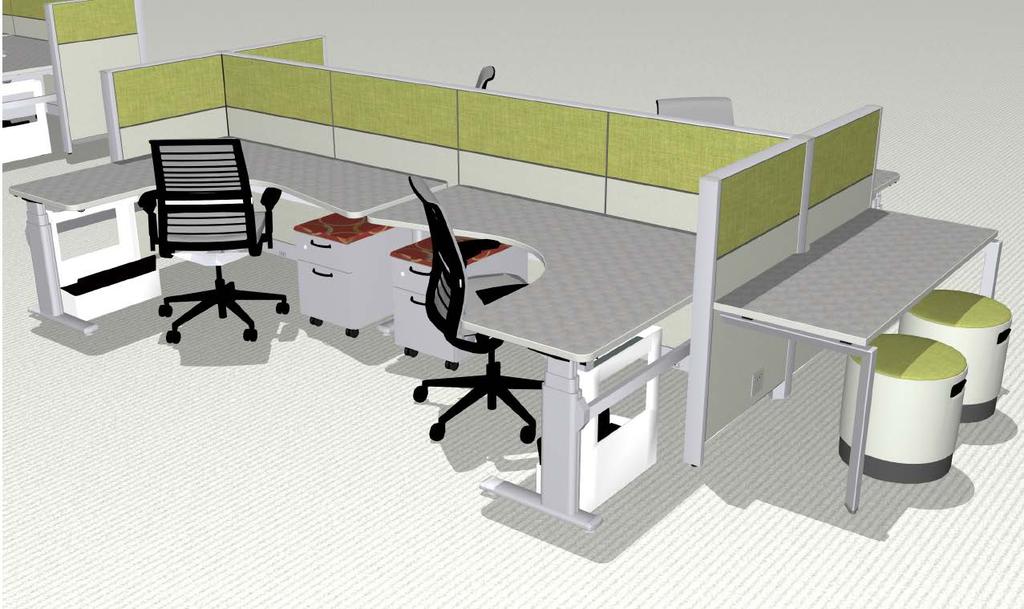Your Workstation 1 3 4 2 1. FABRIC TACKABLE SKIN Fabric tackable skin provides a privacy element between workspaces. They can also be used as tackboards to display important information. 2. ADJUSTABLE HEIGHT DESK (see pg.