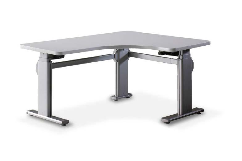 ADJUSTABLE HEIGHT DESK Sit-to-stand height adjustability and simple up/down electronic push button control to adjust worksurface from 25 1/2 to 52, offering a range of sitting or standing heights.