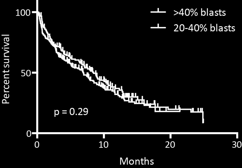 Supplementary Figure S13 - Overall survival by bone marrow blast count.