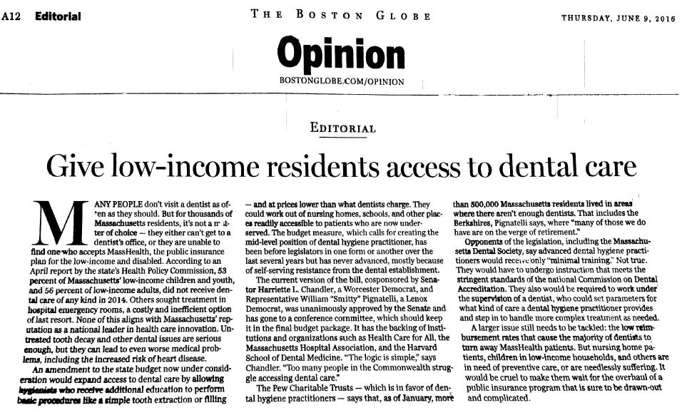 Appendix 5: Give low-income residents access to dental