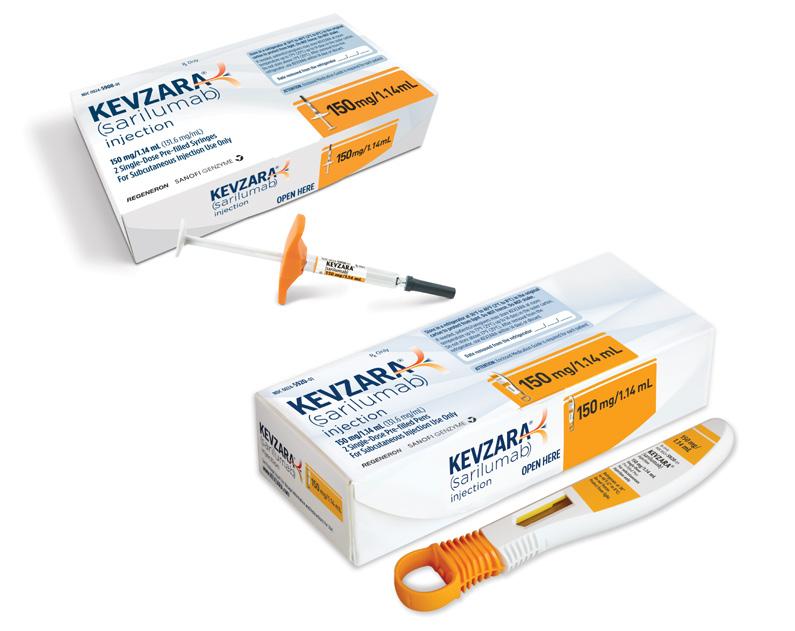 KEVZARA OFFERS CONSISTENT EVERY-2-WEEK DOSING FOR YOUR PATIENTS Recommended dosage is 200 mg once every 2 weeks as a subcutaneous injection 1 KEVZARA can be used with or without MTX or other