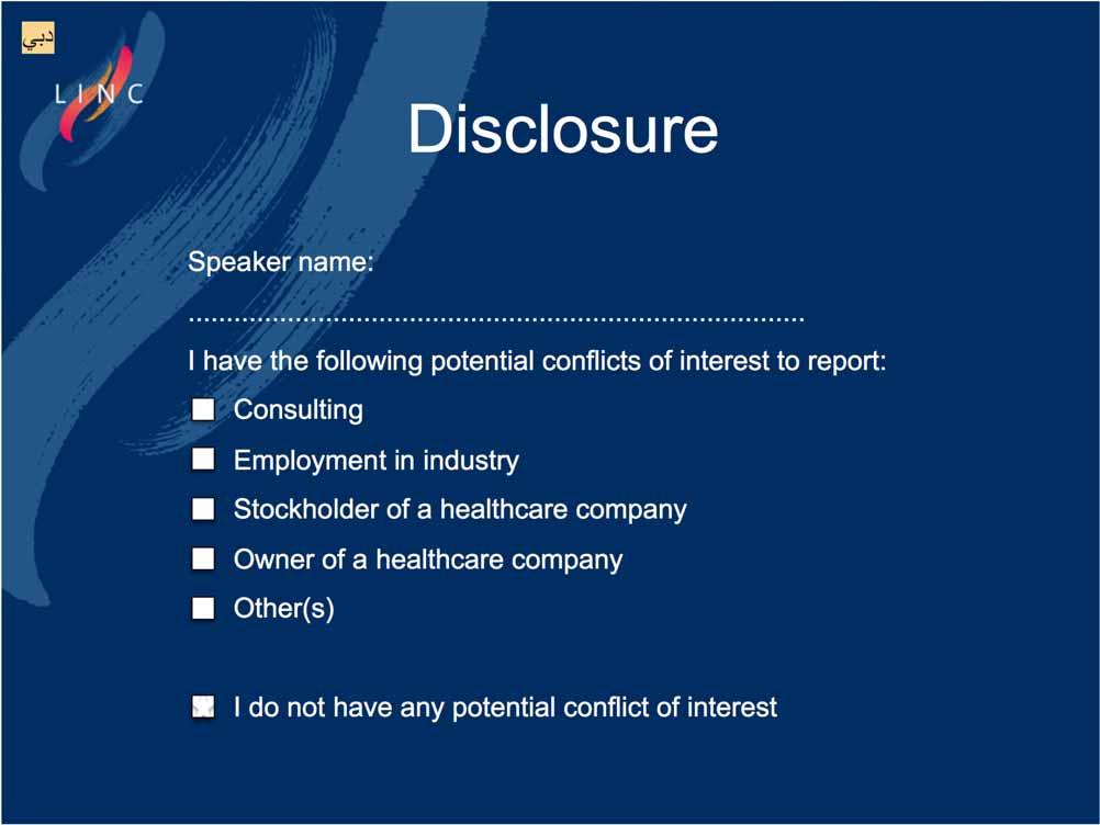 Disclosure Speaker name:.
