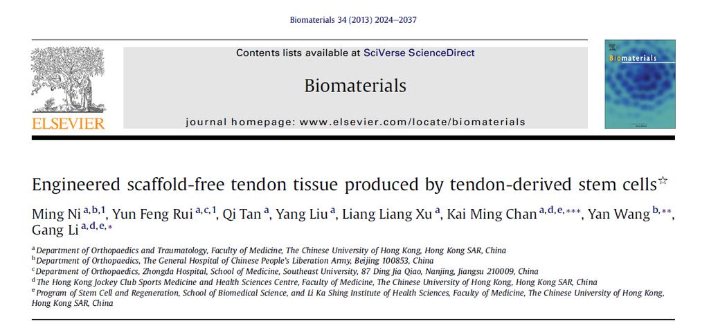 Conclusions 1. TDSCs is a new cell source for tendon regeneration. 2.