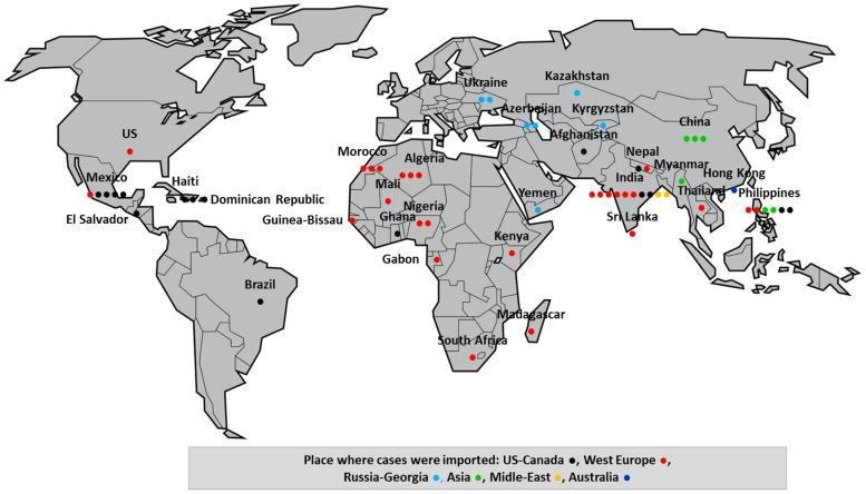 IMPORTED HUMAN RABIES CASES WORLDWIDE, 1990 2012 PHILIPPE CARRARA, 1 PHILLIPE PAROLA, 1,2