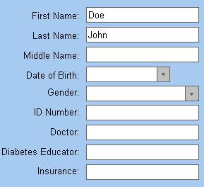 OneTouch Diabetes Management Software User Manual 31 When you see this: Patient Data Entry Fields You can do this: Create a patient profile by entering Last, Middle, and First Names, Date of Birth,