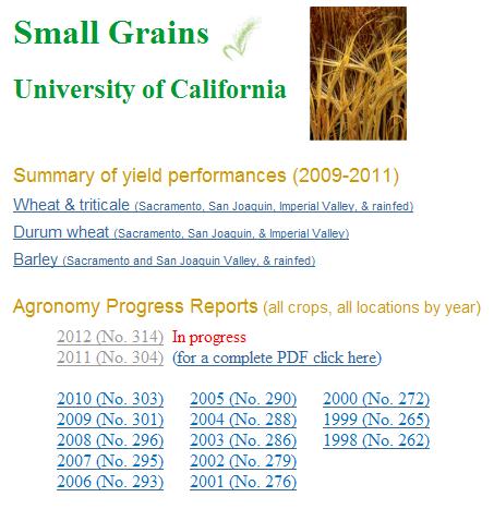 Small Grains Website http://smallgrains.ucdavis.
