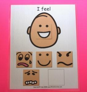 Another visual cue that can support behavior regulation is the use of a feelings board.
