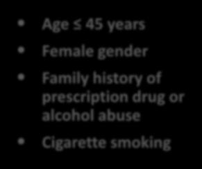 smoking Substance use disorder Preadolescent sexual abuse (in women) Major