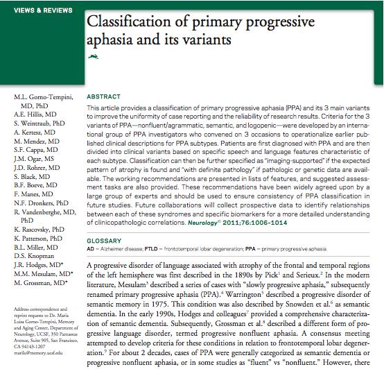 PPA subtypes New classification published in Neurology March 2011 3