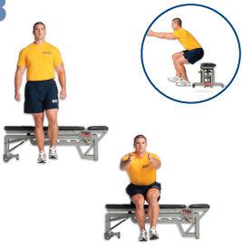 39 Bench Press 1 Arm (w/ Half Off Bench) Lie on a bench, with your left glute and left shoulder blade on the bench and right glute and right shoulder blade off the bench.