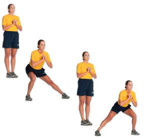 41 Metabolic Circuit Reverse Lunge Alternating Stand with good posture with your hands at your sides and feet shoulder width apart.