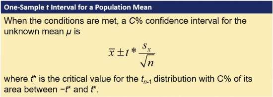 Constructing a Confidence Interval for μ When the conditions for inference are satisfied, the sampling distribution for x has roughly a Normal distribution.